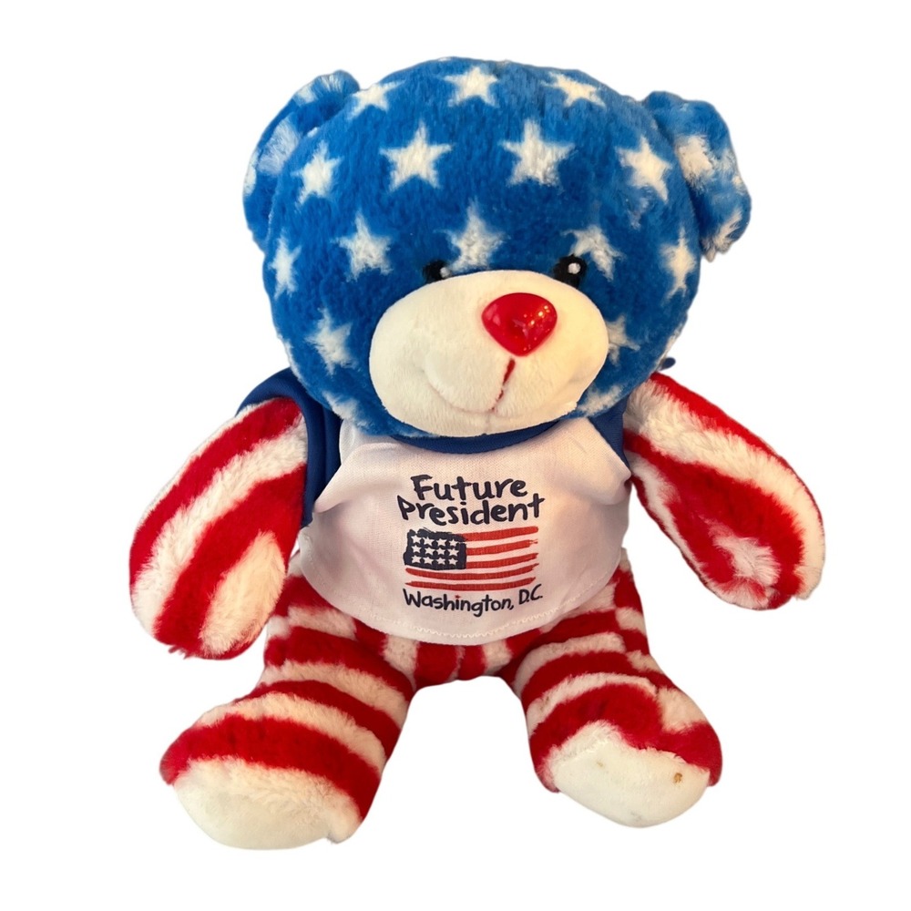 Future President Washington DC Patriotic Teddy Bear American Flag Plush Toy